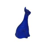 Fantastic Large FENTON Cobalt Blue Satin Glass Alley Cat Sculpture - ffogkc 2006