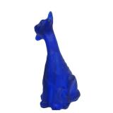 Fantastic Large FENTON Cobalt Blue Satin Glass Alley Cat Sculpture - ffogkc 2006