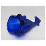 Fantastic Large FENTON Cobalt Blue Satin Glass Alley Cat Sculpture - ffogkc 2006