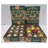 2 Boxes of Vintage Shiny Bright Glass Christmas Ornaments