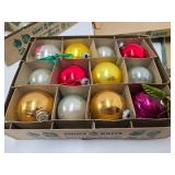 2 Boxes of Vintage Shiny Bright Glass Christmas Ornaments