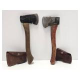 2 Vintage Hatchets w/Head Covers - Plumb & Collins