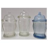 3 Larger Vintage Glass Apothecary Jars
