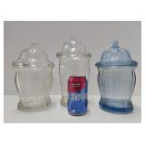3 Larger Vintage Glass Apothecary Jars