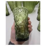 Retro Vintage Anchor Hocking Milano Green Glass Tumbler & Pitcher Set