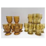 2 Sets of Vintage Yellow & Amber Glass Tumbler Glasses