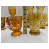 2 Sets of Vintage Yellow & Amber Glass Tumbler Glasses