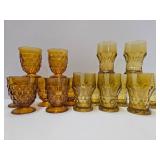 2 Sets of Vintage Yellow & Amber Glass Tumbler Glasses
