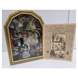Collection of Vintage Clothespin Dolls w/Display Case & Book