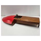 Great Unused Condition Vintage Toy Wooden Pond Boat w/Motor