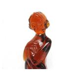 Excellent Figural Maiden Glass Flower Frog #4 - Amber