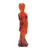 Excellent Figural Maiden Glass Flower Frog #4 - Amber