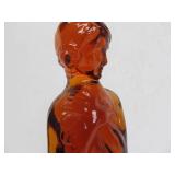 Excellent Figural Maiden Glass Flower Frog #4 - Amber