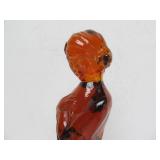 Excellent Figural Maiden Glass Flower Frog #4 - Amber
