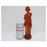 Excellent Figural Maiden Glass Flower Frog #4 - Amber