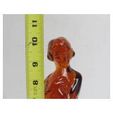 Excellent Figural Maiden Glass Flower Frog #4 - Amber