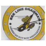 Very Cool Retro Vintage BEE LINE RACEWAY Lighted Advertising Clock