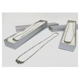 Lot of 3 Sterling Silver & Jade Necklaces