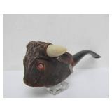 2 Larger Size NOS Unsmoked Carved Buffalo Head Smoking Pipes