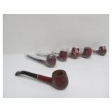 Lot of 6 Unused NOS Vintage Smoking Pipes - "Golden Leaf"