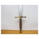 LARGE Stainless Steel Sword w/Wood Handle, Solid Brass Guard, & Leather Sheath - New In Box #6