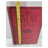 Large Antique 1924 Atlas & Gazetteer w/Maps