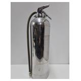 Large Old Vintage Chrome Fire Extinguisher - 25"