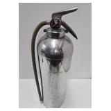 Large Old Vintage Chrome Fire Extinguisher - 25"