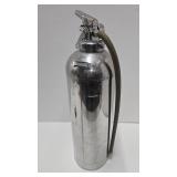 Large Old Vintage Chrome Fire Extinguisher - 25"