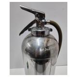 Large Old Vintage Chrome Fire Extinguisher - 25"