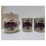 Large Group of CASEY Apple Pottery Jas Canisters etc