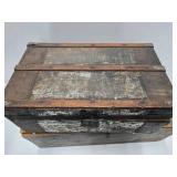 Antique Small Trunk & Old Hinged Wood Boxes