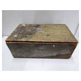Antique Small Trunk & Old Hinged Wood Boxes