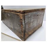 Antique Small Trunk & Old Hinged Wood Boxes