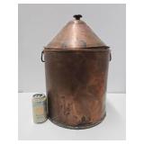 Unusual Antique Copper Cone-Top Bin