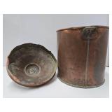 Unusual Antique Copper Cone-Top Bin