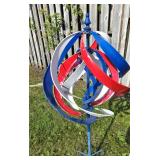 Awesome Vintage Red White & Blue Metal Yard Garden Spinning Sculpture