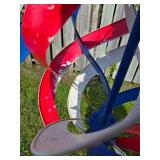 Awesome Vintage Red White & Blue Metal Yard Garden Spinning Sculpture