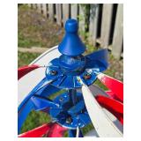 Awesome Vintage Red White & Blue Metal Yard Garden Spinning Sculpture