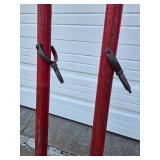 Great Pair of Old Vintage Red Wooden Canoe Paddles