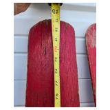 Great Pair of Old Vintage Red Wooden Canoe Paddles