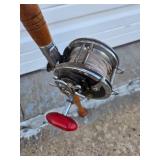 Excellent Old Tonkin Cane Fishing Pole w/HUGE Penn Master Mariner Reel