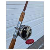 Excellent Old Tonkin Cane Fishing Pole w/HUGE Penn Master Mariner Reel