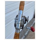 Excellent Old Tonkin Cane Fishing Pole w/HUGE Penn Master Mariner Reel