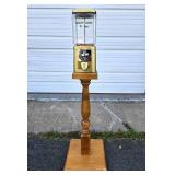 Great Looking Old Vintage 25 cent "Breath Mint" Coin-Op Vending Machine w/Wood Pedestal Stand