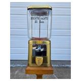 Great Looking Old Vintage 25 cent "Breath Mint" Coin-Op Vending Machine w/Wood Pedestal Stand