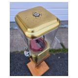 Great Looking Old Vintage 25 cent "Breath Mint" Coin-Op Vending Machine w/Wood Pedestal Stand
