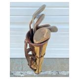 Set of Antique Hickory Shaft Golf Clubs w/Original Period Bag