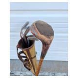 Set of Antique Hickory Shaft Golf Clubs w/Original Period Bag