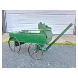 Primitive Green Wooden Pull Wagon